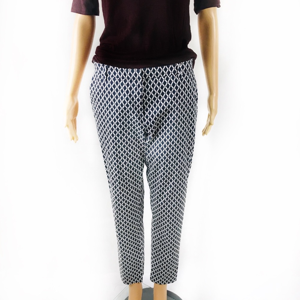H&M Blue and White Diamond Pattern Pants -Size 10